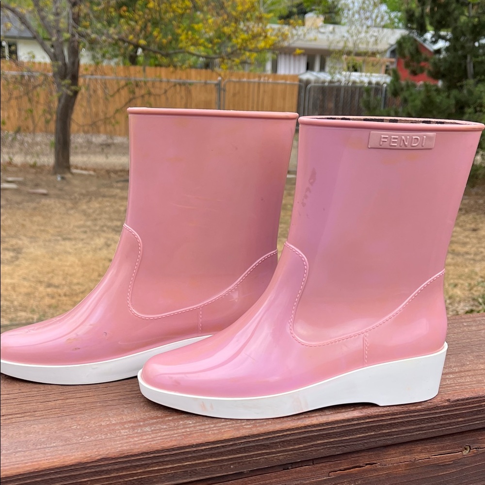 Fendi Pink Ankle Rain Boots.  Size 7